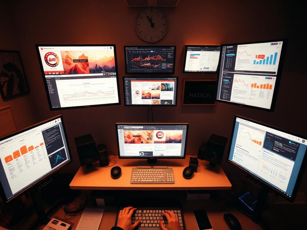 Studio operations control room with monitors